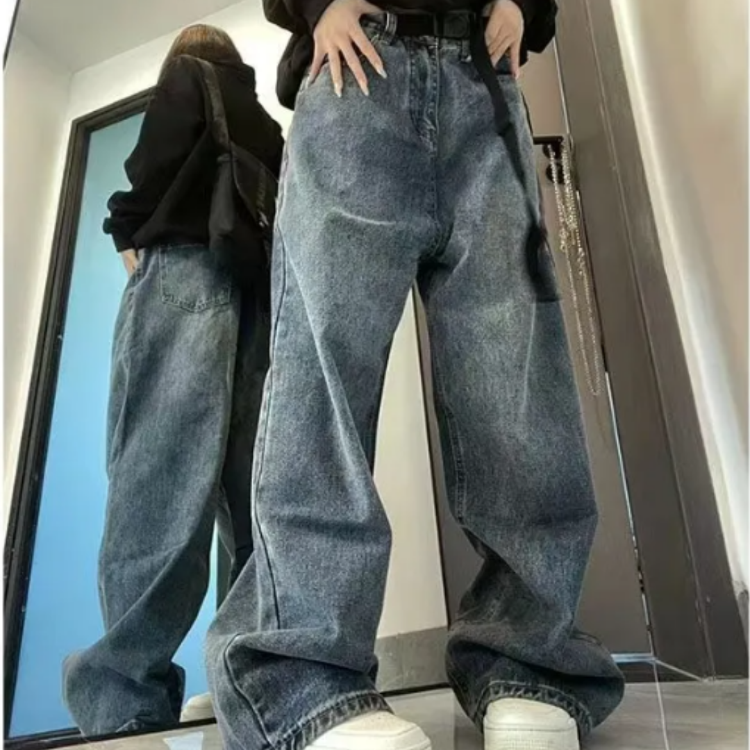 Blue Belt Baggy Jeans