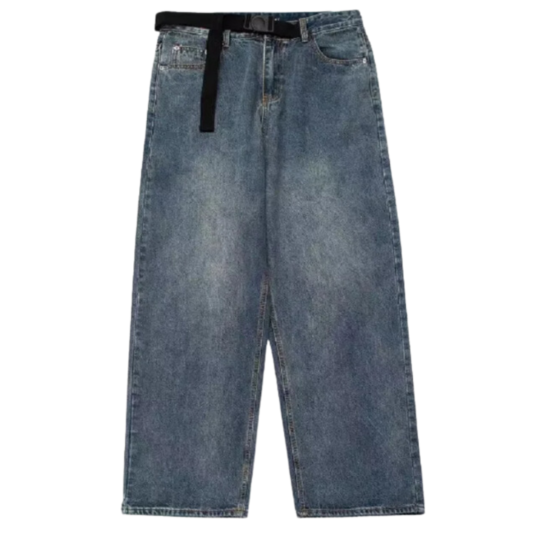 Blue Belt Baggy Jeans