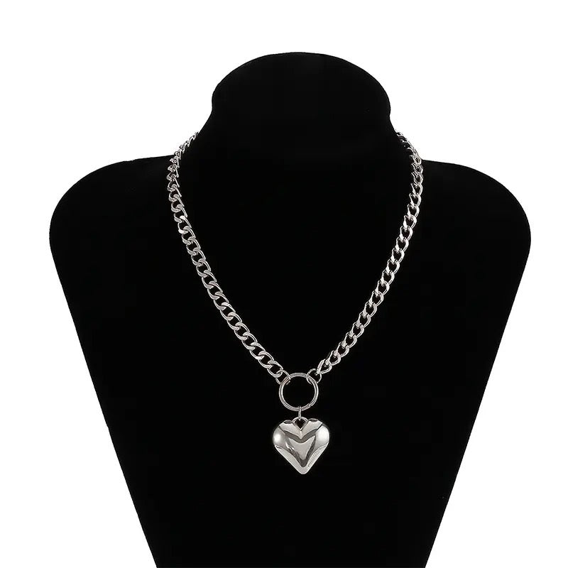 Heart Pendant Link Chain Necklace