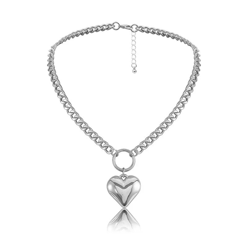 Heart Pendant Link Chain Necklace