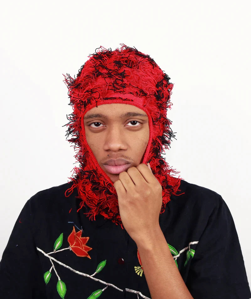 DISTRESSED BALACLAVA - Thunder red